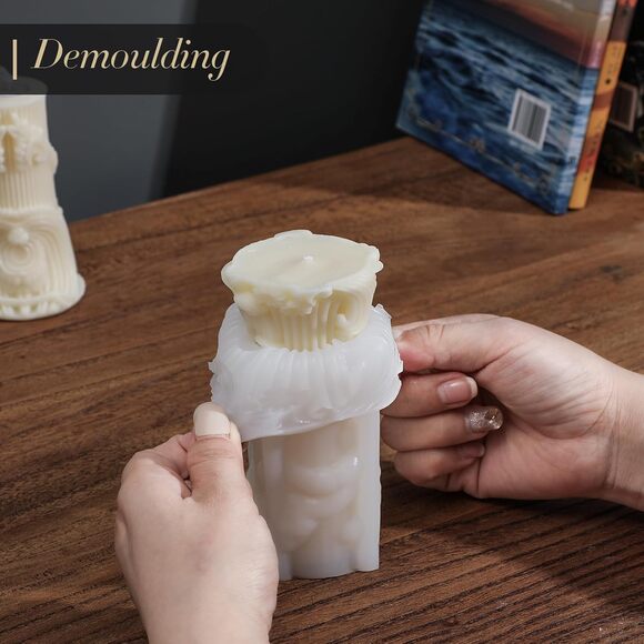 Roma Decorative Pillar Candle Silicone Mold Set with Wicks – 5 Designs DIY - Picture 7 of 8